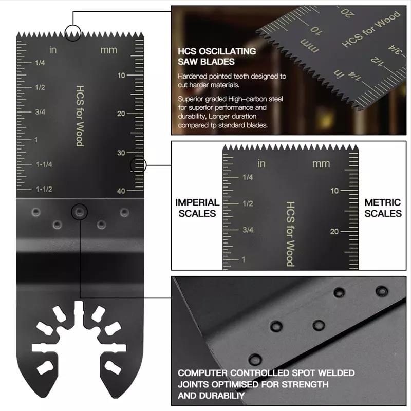 23pcs Universal Wood Metal Metal Oscilating Multi Hool Blades Liberación rápida Kit de cuchillas de sierra de liberación rápida